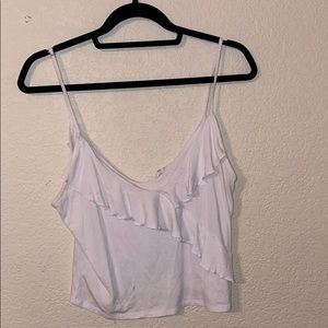 white casual tank top with ruffles